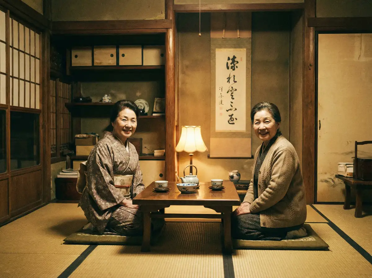 两位优雅的 甄嬛传63集在线观看 在日式茶室中品茶交谈